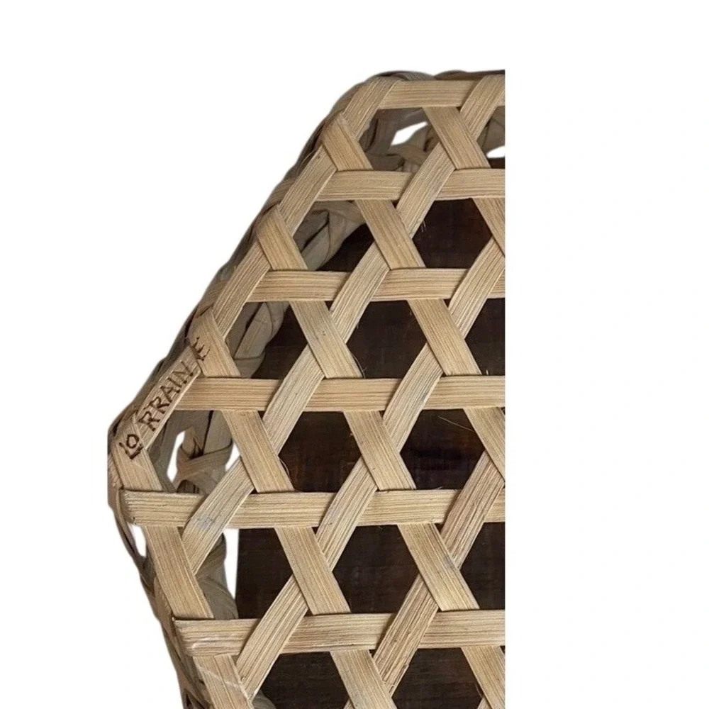 Shaker Cheese Splint Star Weave Round Basket Handwoven Geometric Pattern 11in‎